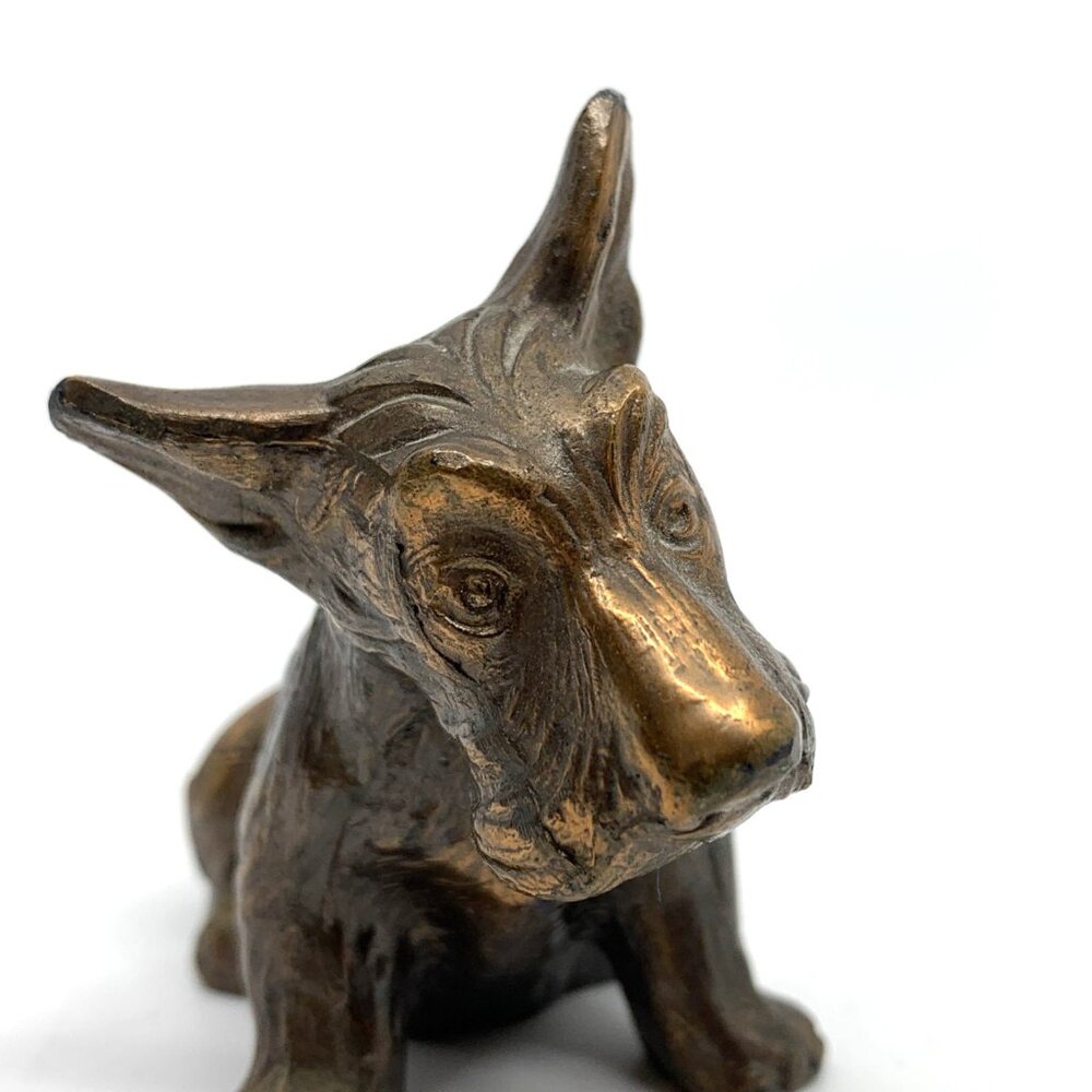 Vintage Cast Metal Scottie Terrier Dog Figurines 2pc Brown Black 2” 1” Tall - Picture 7 of 14